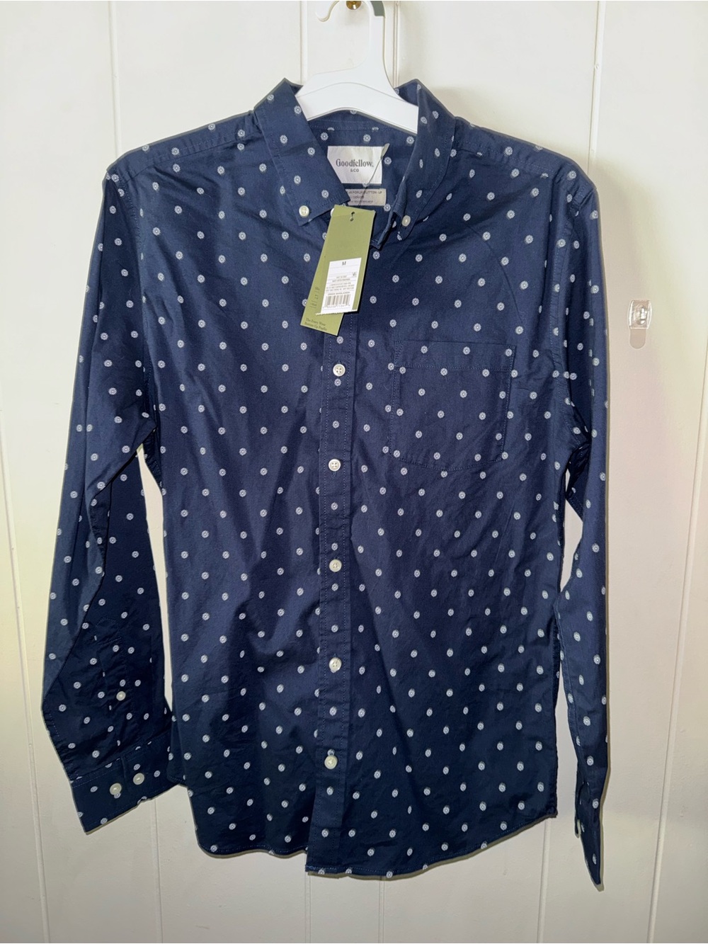 Goodfellow & Co Navy Polka Dot Button-Down Shirt